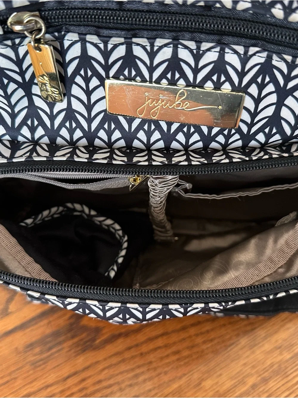 Ju-Ju-Be Black and White Patterned Washable Diaper Bag